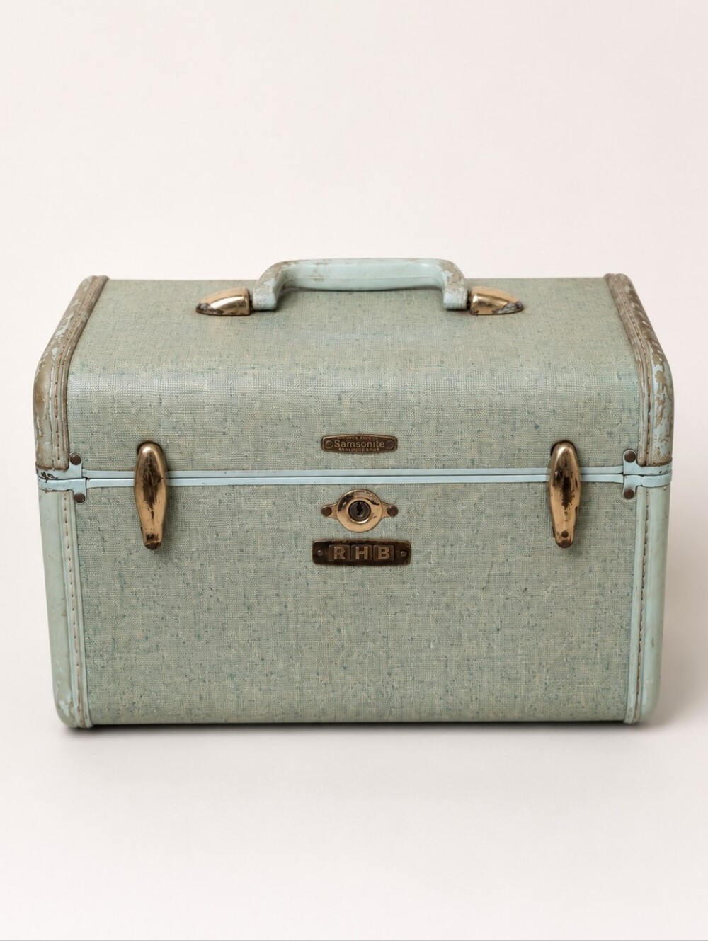 Samsonite Light Green Vintage Train Case Cosmetic Storage